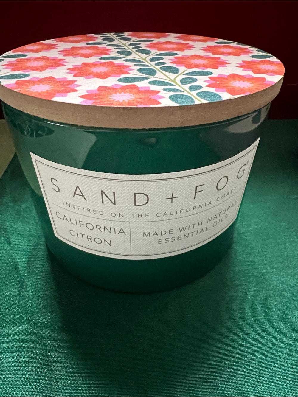 NEW Two Wick Sand + Fog California Citron Glass Candle with Decorative Lid